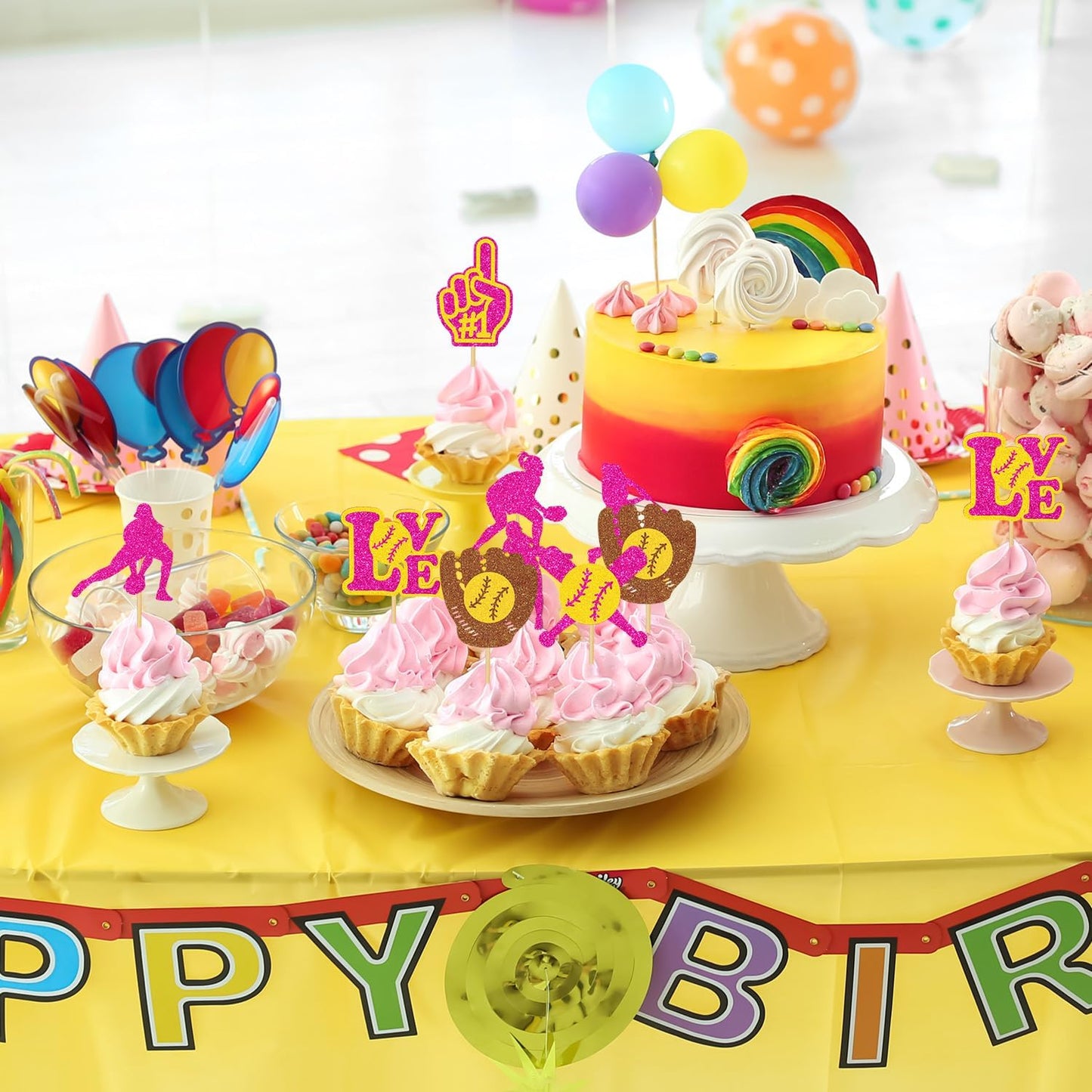 Rngmsi Flower Birthday Cupcake Toppers Decorations, 40PCS Wildflower Baby in Bloom Baby Shower Cake Decorations for Girls Women, Garden Floral Fairy Party Decor