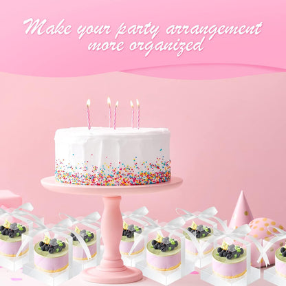 Thenshop 50 Pcs Clear Cupcake Boxes Individual 3.5 Inch Plastic Single Cupcake Containers Boxes with Inserts and Ribbon Individual Cake Storage Holders for Cake Kitchen(Dark Blue)