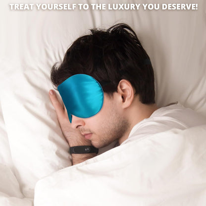 Silk Eye Mask with Adjustable Strap, Satin Blackout Sleeping Mask for Men&Women, Comfortable Blindfold Eyeshade for Night Sleep(Blue)
