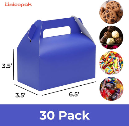 UnicoPak 30 Pack Party Favor Boxes Treat Boxes, White Gable Gift Boxes for Party Favors Goodies Cookies Treats Candies Meals Lunch, 6.5x3.5x3.5 Inches