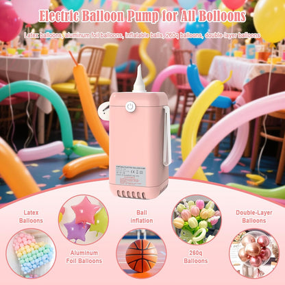 Ball Pump Balloon Pumps Electric, Balloon Pump Portable Long Animal Balloon Pump, Electric Blower Machine Inflator Basketball Pump 260 Balloon Pump for Party/Wedding/Birthday Decorations