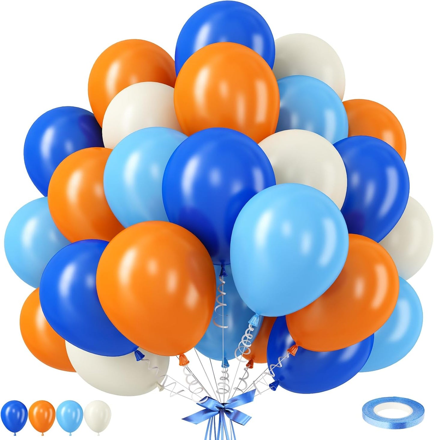 Blue Silver Balloons Set, 12 Inch Blue and Silver Balloons Dark Navy and Confetti Party Latex Balloon, Macaron Metallic Baby Blue Mixed Balloon for Birthday Graduation Baby Shower Wedding Retirement