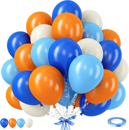 Blue Silver Balloons Set, 12 Inch Blue and Silver Balloons Dark Navy and Confetti Party Latex Balloon, Macaron Metallic Baby Blue Mixed Balloon for Birthday Graduation Baby Shower Wedding Retirement