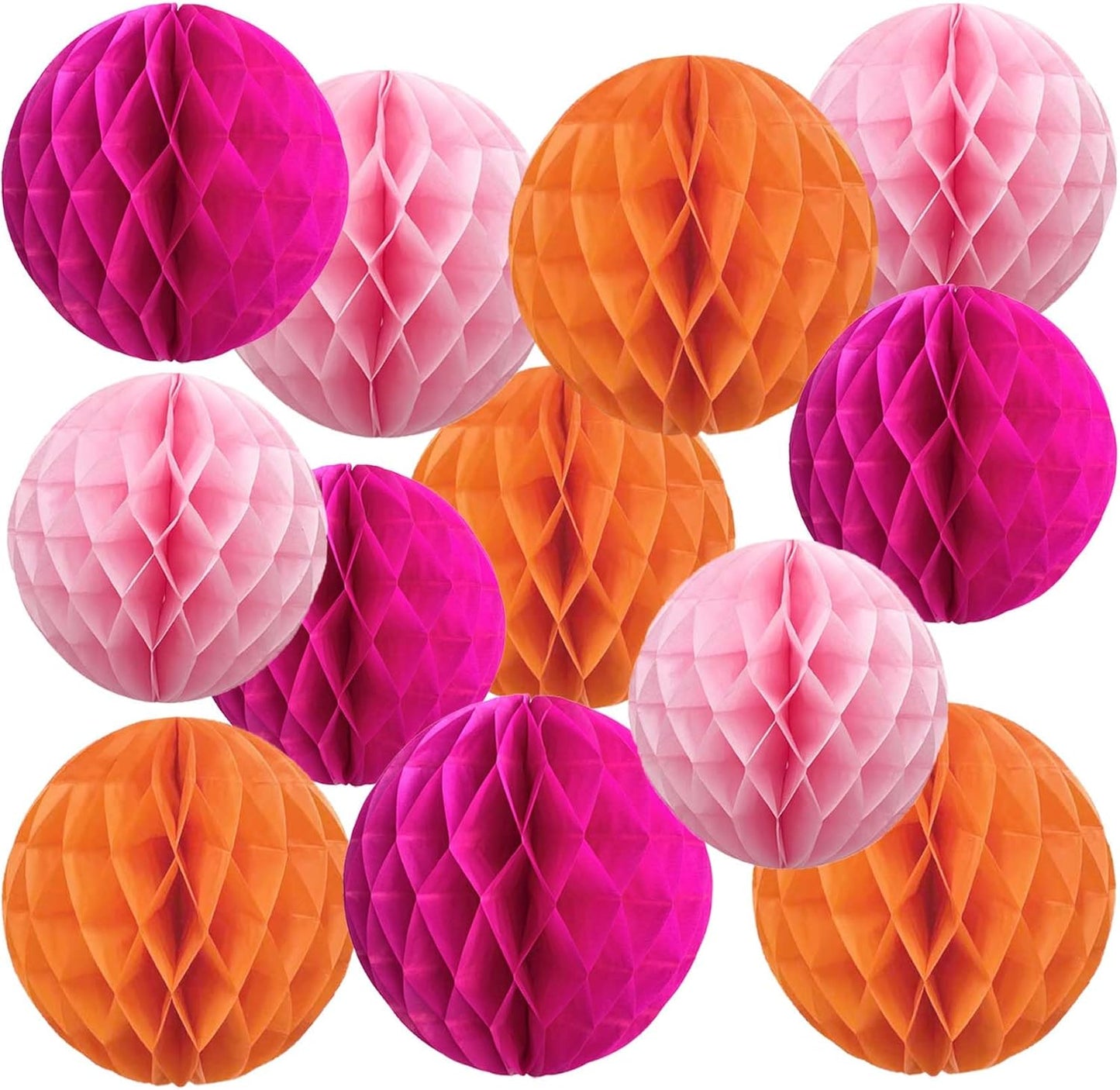 Rainbow Paper Honeycomb Balls,6 and 10 inch Hanging Tissue Pompoms,12 Pack Party Decorations