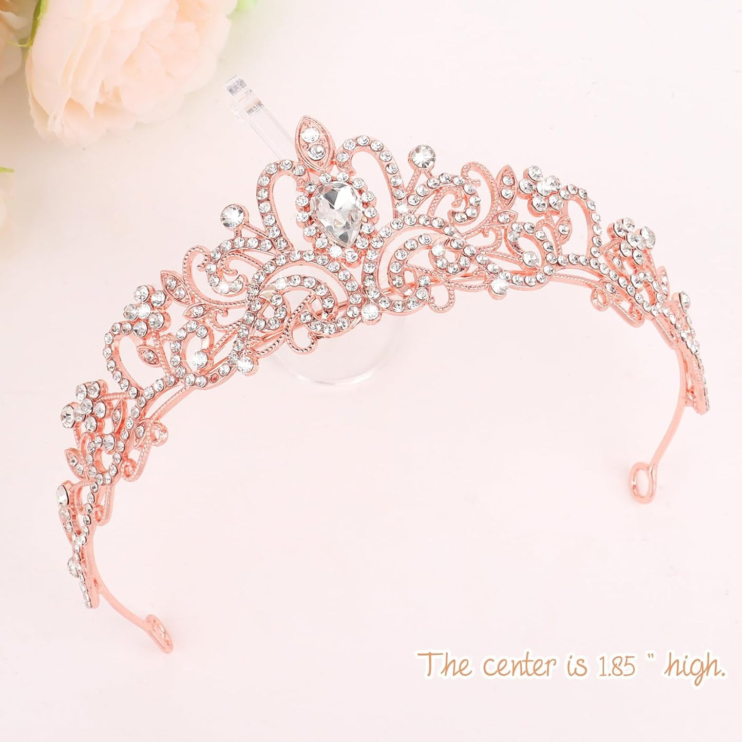 CIEHER Birthday Girl Crown and Sash - Rose Gold Tiara Birthday Decorations for Women and Girls