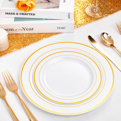 FLOWERCAT 60PCS White Plastic Plates - Heavy Duty White Disposable Plates for Mother's Day/Birthday Party/Wedding -serve for 30 guests Include 30PCS 10.25" & 30PCS 7.5" Plates for Party