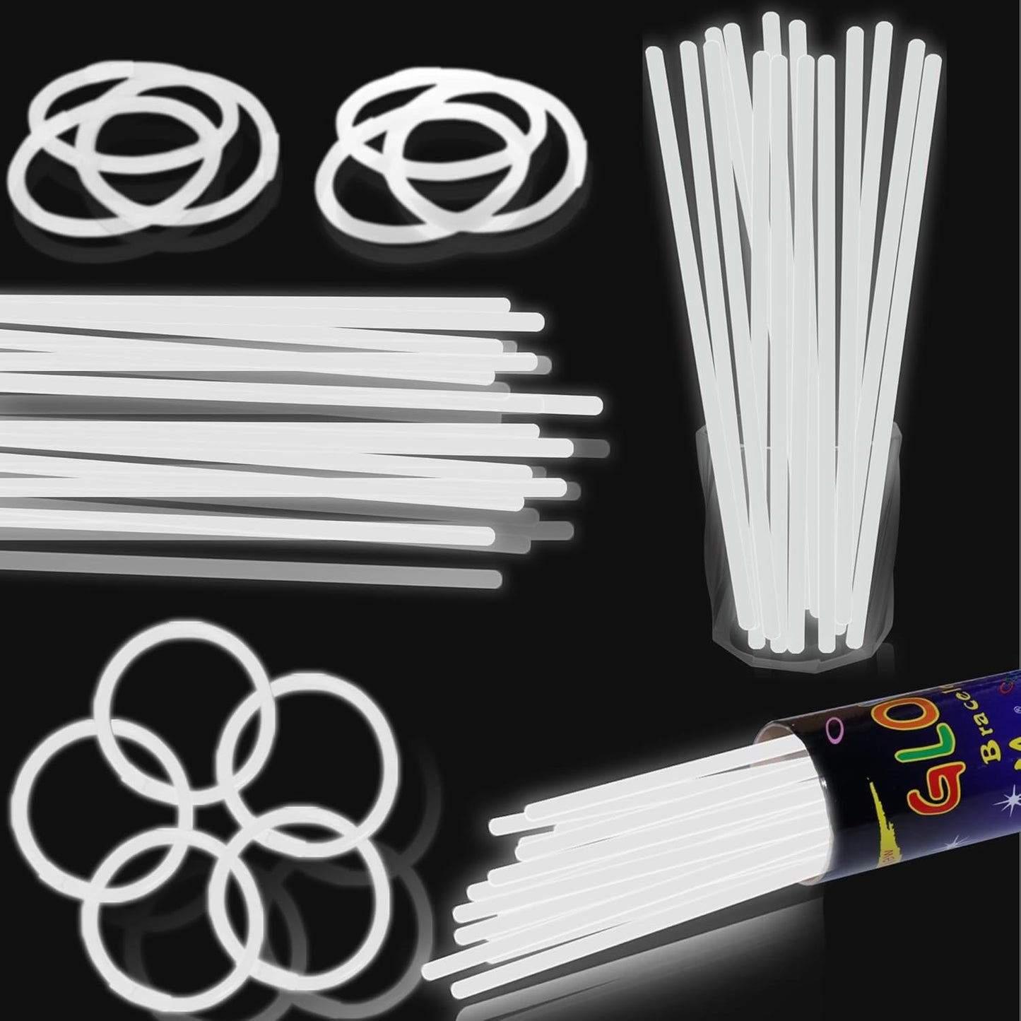 100 pk 8" Glow Sticks Bulk Party Favors, Light up Glow Necklaces & Bracelets in the Dark Party Supplies For Christmas Halloween 4th of July Birthday Neon Party (100 * Blue)