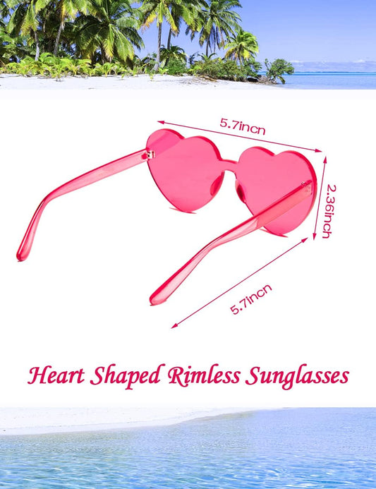 LIULIUBTY Heart Shaped Rimless Sunglasses 12Pack, Bachelor Party Cool Colorful Funky Sunglasses