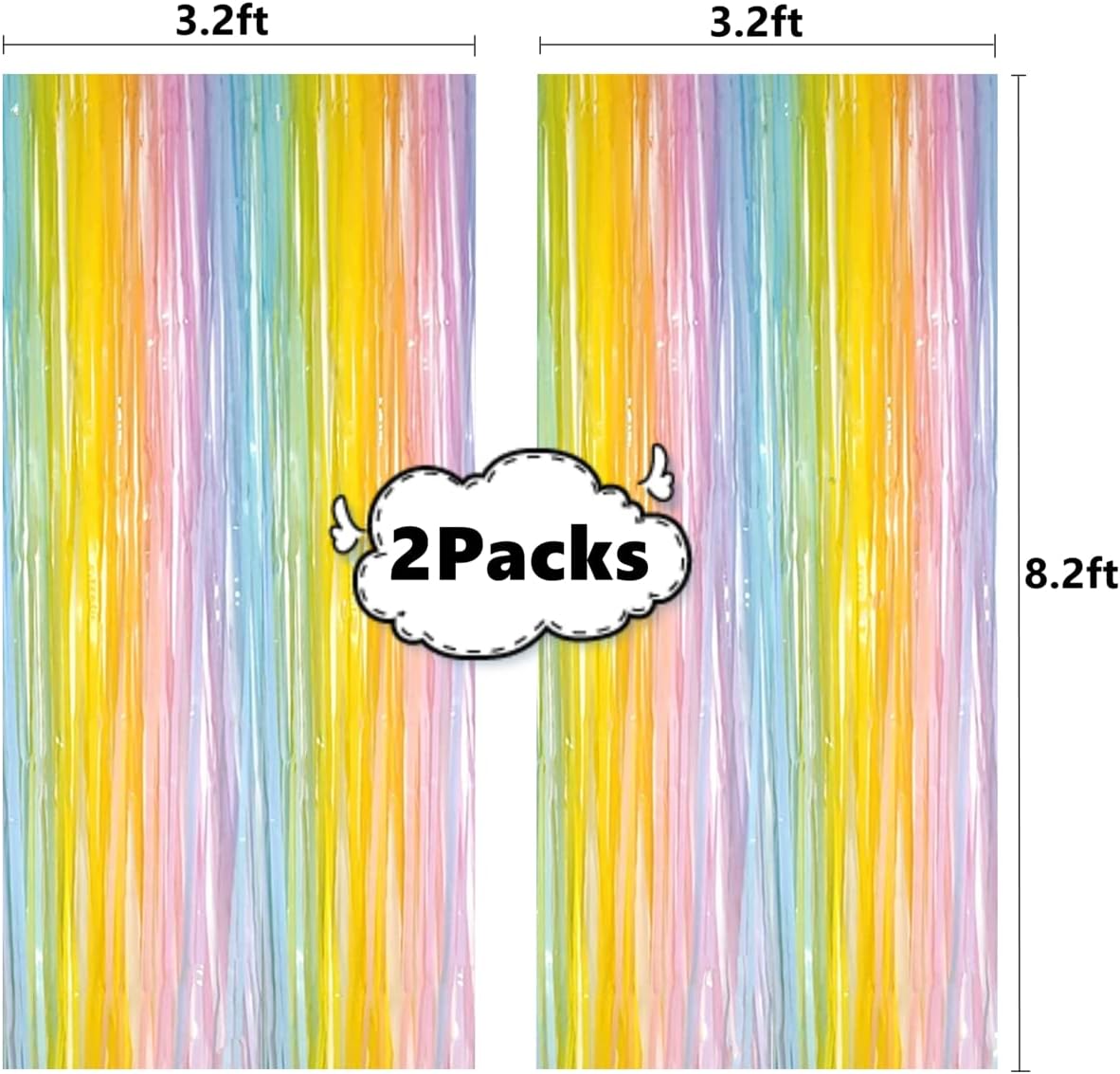 i-CHONY 2 Pcs 3.2ft x 8.2ft Champagne Gold Metallic Tinsel Foil Fringe Curtains Photo Booth Backdrop for Baby Shower Birthday Wedding Holiday Celebration Bachelorette Party Decorations