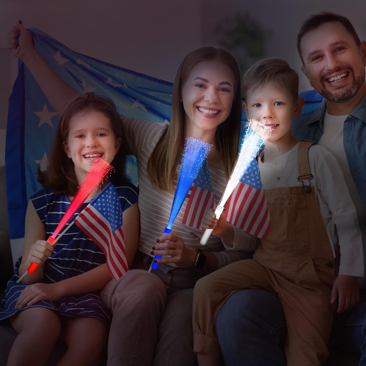 24 Pack Red Glow Fiber Optic Wands Bulk Huge Light up Wand Glow Sticks 14.2 Inch with 3 Light Modes for Christmas Valentine's Day 4th of July Concerts Clubs