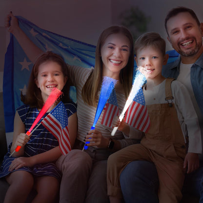 24 Pack Red Glow Fiber Optic Wands Bulk Huge Light up Wand Glow Sticks 14.2 Inch with 3 Light Modes for Christmas Valentine's Day 4th of July Concerts Clubs