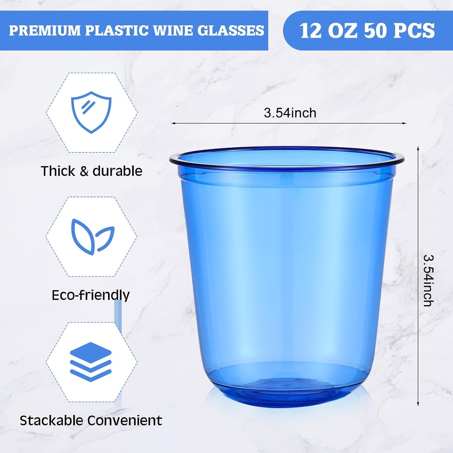 Ziliny 50 Pcs Disposable Stemless Glasses 12oz Crystal Plastic Wine Glasses Clear Classic Pet Cup for Meeting Weddings Birthdays Cocktail Christmas Party Supplies (Pink)