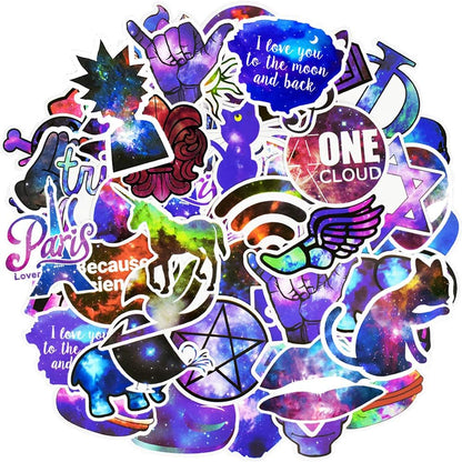 QTL Neon Stickers for Teens & Students Prizes, Waterproof Vinyl Party Favor Stickers, School Rewards, Water Bottle and Laptop, 50PCS - Colors A