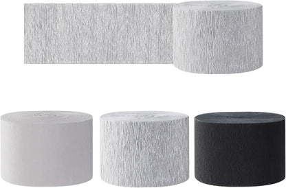 Navy-Blue White- Silver Crepe Paper Streamers - 9 Rolls Royal Blue Graduation 2025 Men Boy Birthday Party Decorations Streamer Wedding Bridal Shower Paper Garland Fathers Day Decor Panduola