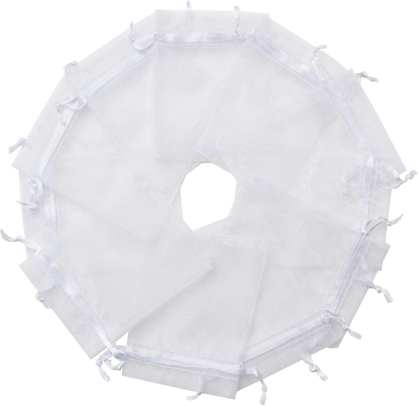 100pcs White Organza Bags 2x3 inch Sheer Drawstring Gift Bags Jewelry Pouches Wedding Party Christmas Favor Gift Bags, Little Mesh Gift Pouches Mini Candy Bags for Small Presents Earrings