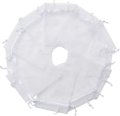 100pcs White Organza Bags 2x3 inch Sheer Drawstring Gift Bags Jewelry Pouches Wedding Party Christmas Favor Gift Bags, Little Mesh Gift Pouches Mini Candy Bags for Small Presents Earrings