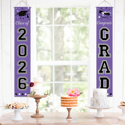DAZONGE 2026 Graduation Decorations Blue, Congrats Grad Porch Banner for Any Schools or Grades 2026 Graduation Party Decorations