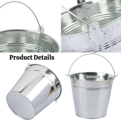 3 PCS 15.3 x 9 x 6 inches White Metal Galvanized Tub with Iron Handles, 3 Gallon Beverage Tubs for Parties, Large Ice Buckets for Beer, Wine, Cocktails & Outdoor Events