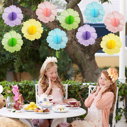 Party Hanging Paper Fans Decoration Set for Wedding Birthday Party Mother's Day Round Events Accessories Set of 8