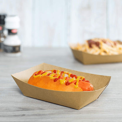 Karat Paper Food Trays Disposable [2 LB - 1,000 ct] Sturdy Food Boats, Leak Resistant | Ideal for Snacks, Nachos and Finger Foods