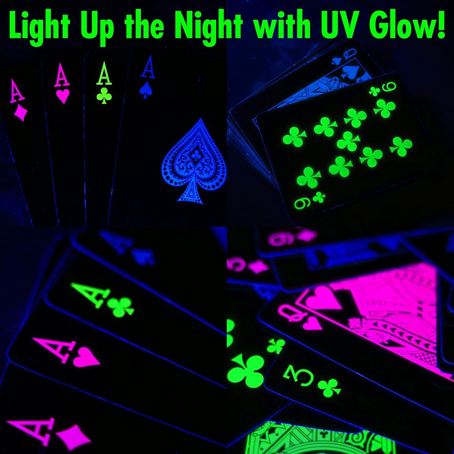 Funwares UV Black Light Playing Cards by Island Dogs– Neon Fluorescent Glow Deck for Black Light Games, Glow in the Dark Playing Cards, Parties – Unique Cards, Durable, Great Gift for Collectors