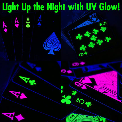 Funwares UV Black Light Playing Cards by Island Dogs– Neon Fluorescent Glow Deck for Black Light Games, Glow in the Dark Playing Cards, Parties – Unique Cards, Durable, Great Gift for Collectors
