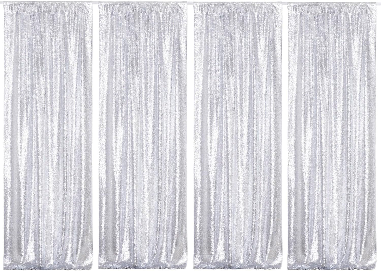 Poise3EHome Black Sequin Backdrop Curtains, 2 Panels 2FTx8FT Glitter Photo Booth Backdrop for Halloween Birthday Bachelorette Wednesday Twilight Party Decorations
