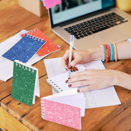24 Pcs Mini Notebook Party Favor Small Pocket Notebook Colorful Shiny Cover Notebooks Small Spiral Notepad Memo Note Pads for Work Home Office School Classroom Supplies