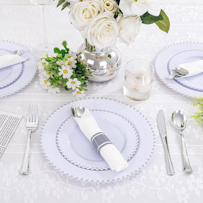 Supernal 240 Silver Plastic Silverware Set - 60 Sets Pre Rolled Napkins with Cutlery - Mirror Polished Real Look Disposable Silver Utensils- Elegant Heavy Duty Flatware for Weddings & Catering