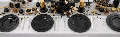 FLOWERCAT 60PCS White Plastic Plates - Heavy Duty White Disposable Plates for Mother's Day/Birthday Party/Wedding -serve for 30 guests Include 30PCS 10.25" & 30PCS 7.5" Plates for Party