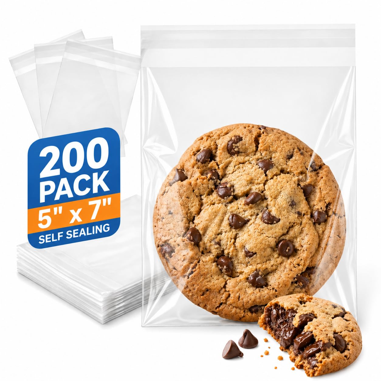 Clear Self Sealing Cellophane Bags 4"x6" (10.2 x 15.2cm) Pack of 200 – 4x6 Cookie Bags with Seal for Treat Bags, Cookies Wrappers Candy Party Favors Goodie