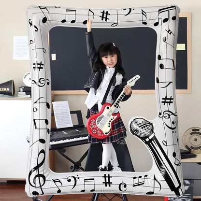 Music Notes Party Inflatable Selfie Photo Frame Music Party Blow up Picture Frame Karaoke Themed Party Supplies for Musical Concert 50's Birthday Wedding Hen Bachelorette Party
