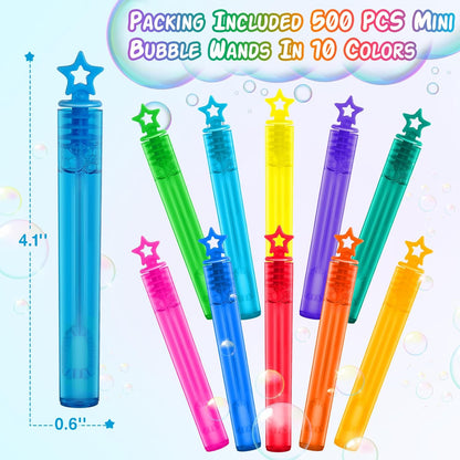 300 Pcs Mini Bubble Wands in 10 Colors, Bulk Party Favors for Kids, Themed Birthday, Christmas, New Year, Valentine, Carnival, School Classroom Prizes for Boys & Girls, Ideal Goodies Bags Stuffers