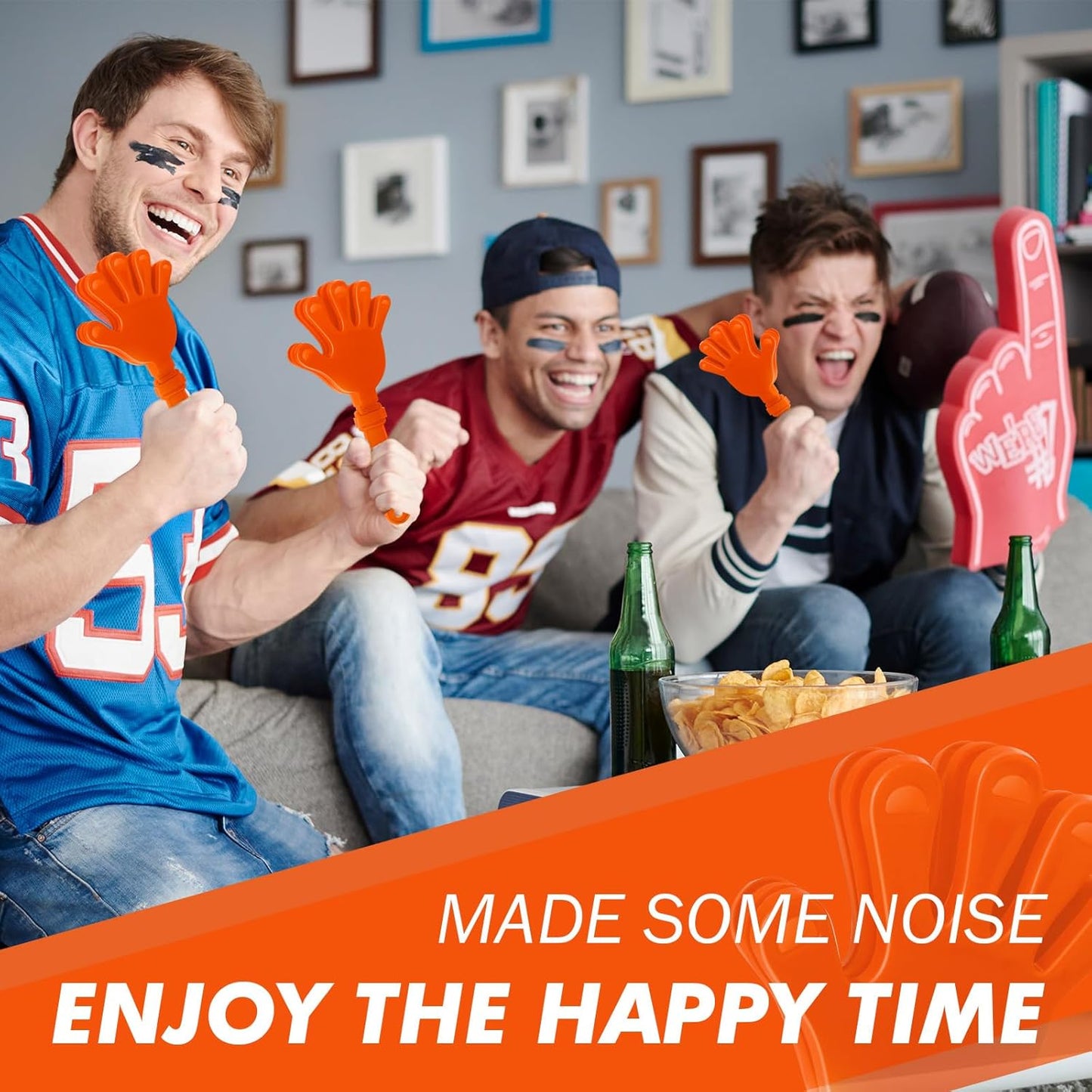 50 Pcs Hand Clappers Noisemakers 7.5 Inch Clappers Noisemakers Plastic Hand Clappers for Birthdays Game Football Sporting Events Cheers Supplies Dance Basketball Football Noisemakers(Black)