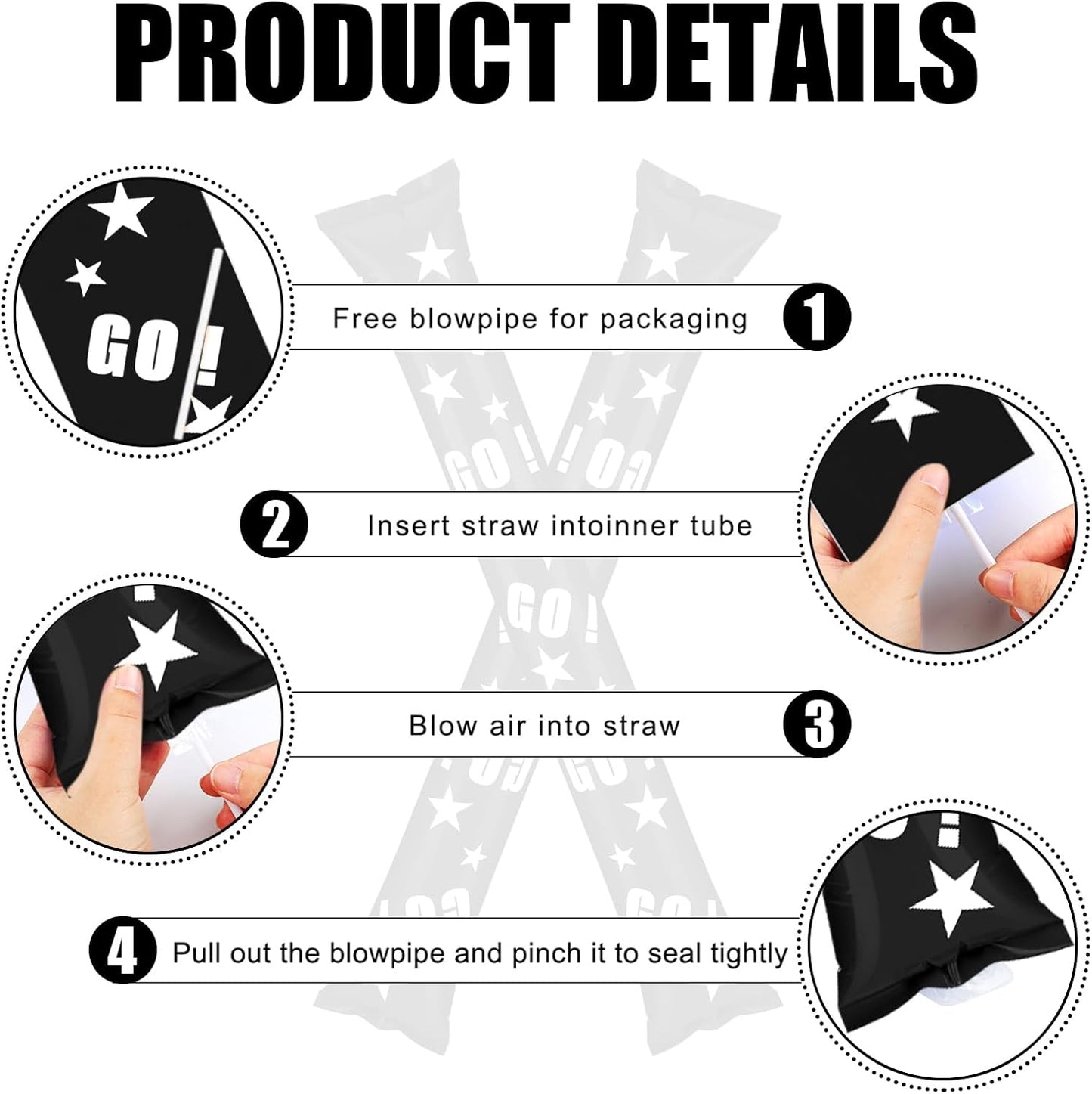 Hungdao 100 Pcs Thunder Sticks Spirit Boom Sticks Cheerleading Football Noise Makers Inflatable Noisemakers for Party Dance Basketball Sporting Event