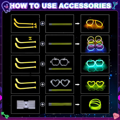 470psc Glow in the Dark Party Supplies for Adults Birthdays,Light Up Party Favors with 200 Glow Sticks Bulk,DIY Glow Necklaces Glasses Bracelets Headband, Christmas Neon Party Supplies