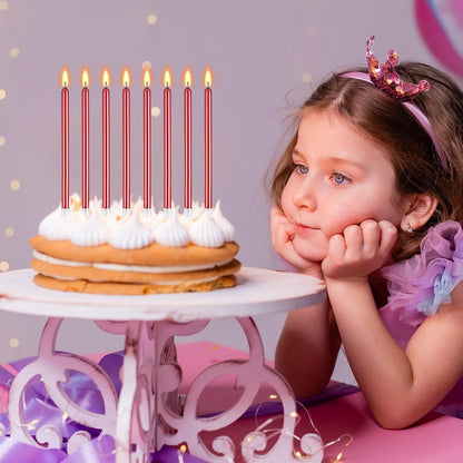 BEAN LIEVE 30-Count Champagne Gold Long Thin Metallic Birthday Candles, Cake Candles, Birthday Parties, Wedding Decorations, Party Candles, Cake Decorations