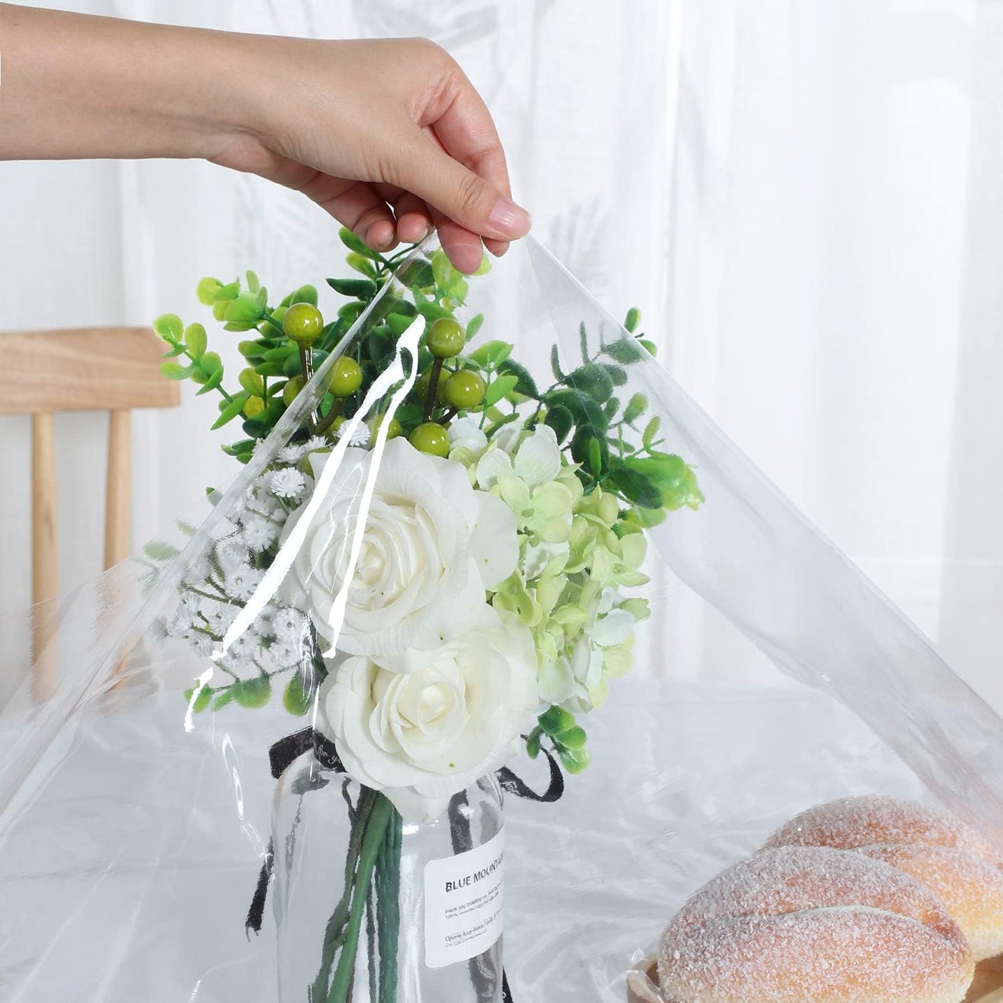 sancua Clear Plastic 100% Waterproof Tablecloth - 54 x 78 Inch - Vinyl PVC Rectangle Table Cloth Protector Oil Spill Proof Wipe Clean Table Cover for Dining Tables, Parties & Camping, Crystal Clear