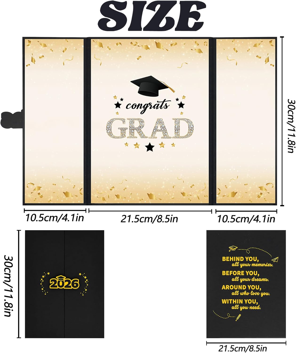Vlipoeasn 2026 Graduation Guest Book Alternative, Black Gold Class of 2026 Graduation Party Decorations, Graduation Signature Book for 2026 College High School, Unique Graduation Gifts for Friends