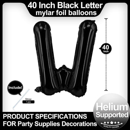 40 Inch Black Letter A Balloons, DIY Phrase Foil Alphabet Letter A Balloons DIY Word A Banner for Birthday Anniversary Celebration Graduation Party Supplies Decoration