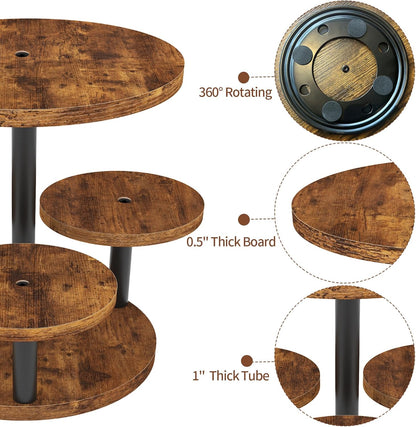 Cupcake Stand, Rotatable Cupcake Stand, Rustic Industrial Wood Cake Stand Cupcake Tower, Dessert Table Display Set Tiered Tray Stand, Round Serving Tray Cake Stands for Party Wedding Birthday