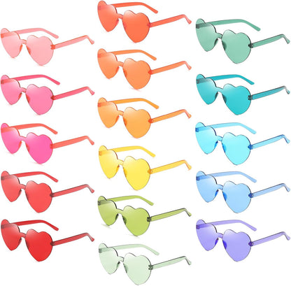 Matcheck 16 Heart Shaped Rimless Sunglasses Transparent Candy Colored Glasses Frameless Party Eyewear for Women