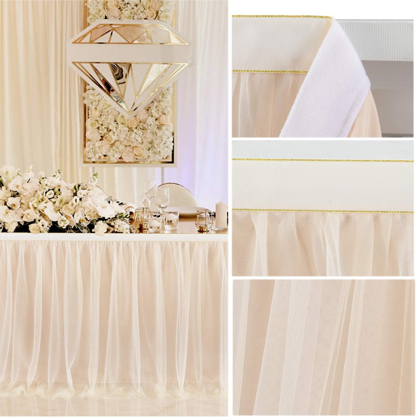 Suppromo 6ft Pink Tulle Table Skirt Baby Shower Tablecloth for Rectangle Tables or Round Tables Pink Ruffle Tutu Table Skirts Desk Skirt for Princess Girls Birthday Party Cake Dessert Decorations