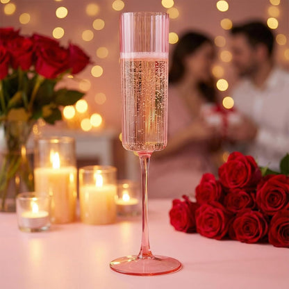 Ciaell 24 Pack Plastic Champagne Flutes - 6oz Ribbed Disposable Champagne Glasses - Clear Vintage Mimosa Glasses with Long Stem, Elegant for Weddings, Birthdays, Party
