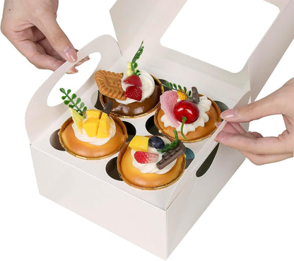 25 Pink Cupcake Boxes, Cupcake Boxes 6 Count with Window and Inserts, Mother's Day Cupcake Holders for Cupcakes, Muffins, Cookies