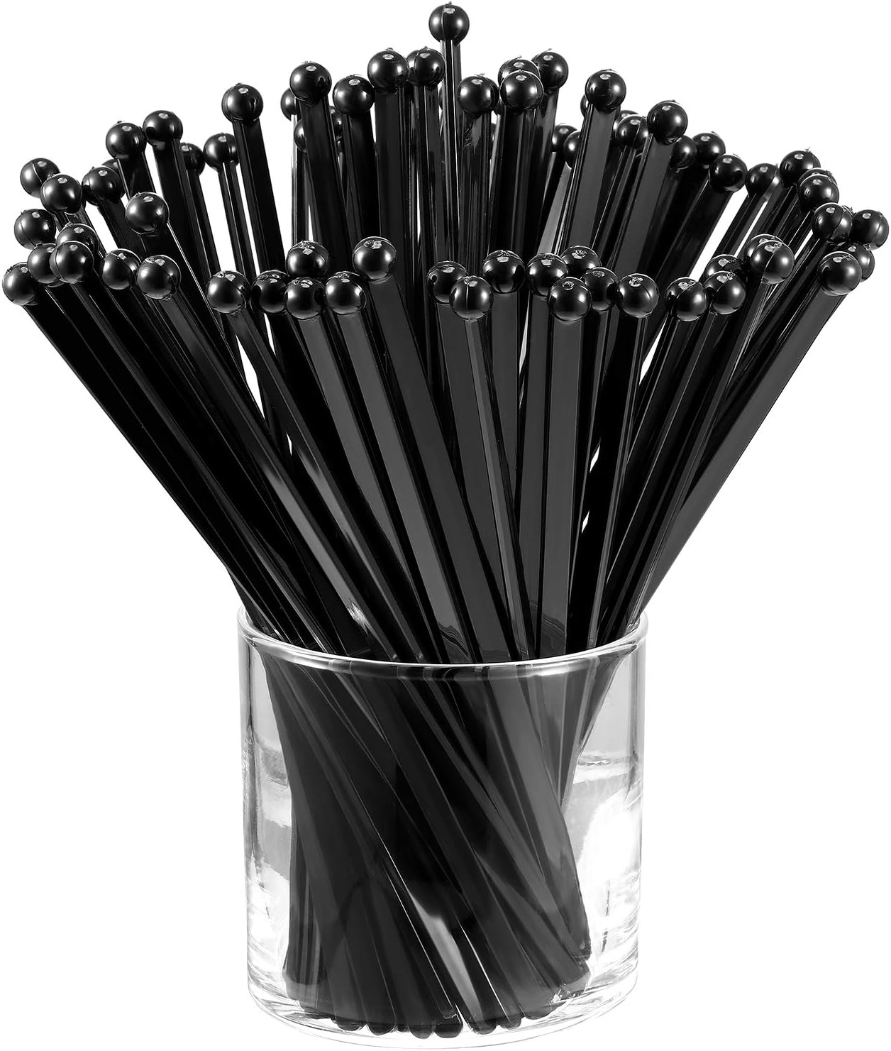 100 Pieces Disposible Plastic Round Top Crystal Swizzle Sticks (Red)