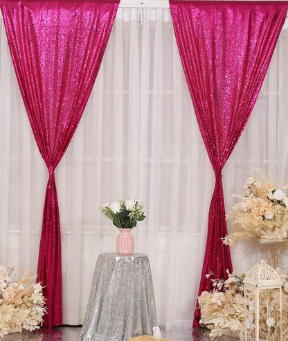 Poise3EHome Black Sequin Backdrop Curtains, 2 Panels 2FTx8FT Glitter Photo Booth Backdrop for Halloween Birthday Bachelorette Wednesday Twilight Party Decorations