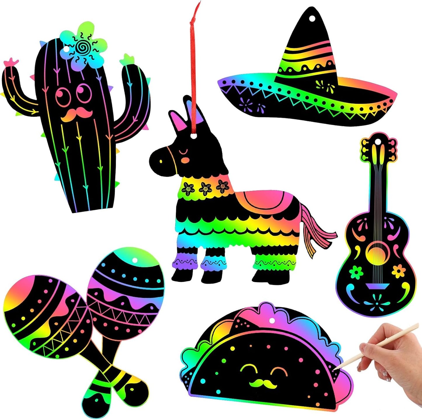 JULMELON 36 PCS Ocean Crafts, Rainbow Scratch Art Under The Sea Party Favors DIY Magic Color Summer Ocean Animals Scratch Cards for Summer Party Favors School Activities