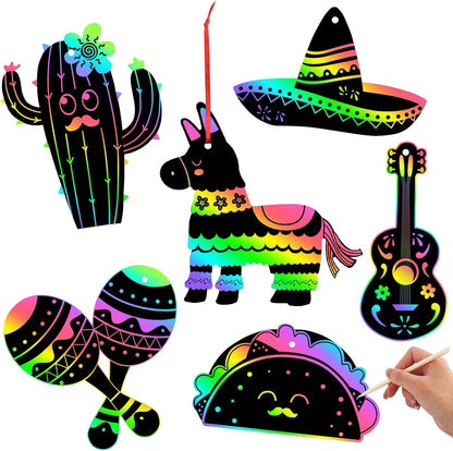 JULMELON 36 PCS Ocean Crafts, Rainbow Scratch Art Under The Sea Party Favors DIY Magic Color Summer Ocean Animals Scratch Cards for Summer Party Favors School Activities