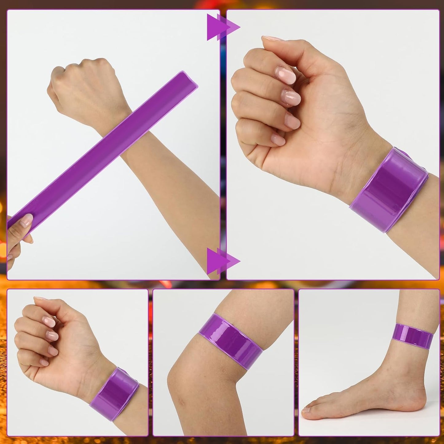 20 Pcs Reflector Snap Bands Fluorescent Slap Armbands High Visibility Slap Reflector Strips Safety Bands for Children Adults Boys and Girls When Cycling Running Hiking Jogging